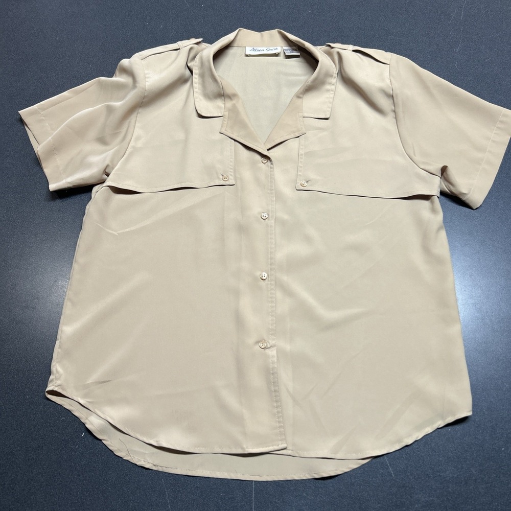 Women's Vintage Allison Smith Blouse Size 12 Button Front Short Sleeve